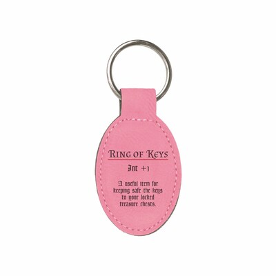 Dnd Keychain Ring of Keys Funny Item Description Dungeons Dragons Engraved  Leatherette Oval Key Tag Ring Gifts for Men Women (LKC-033)